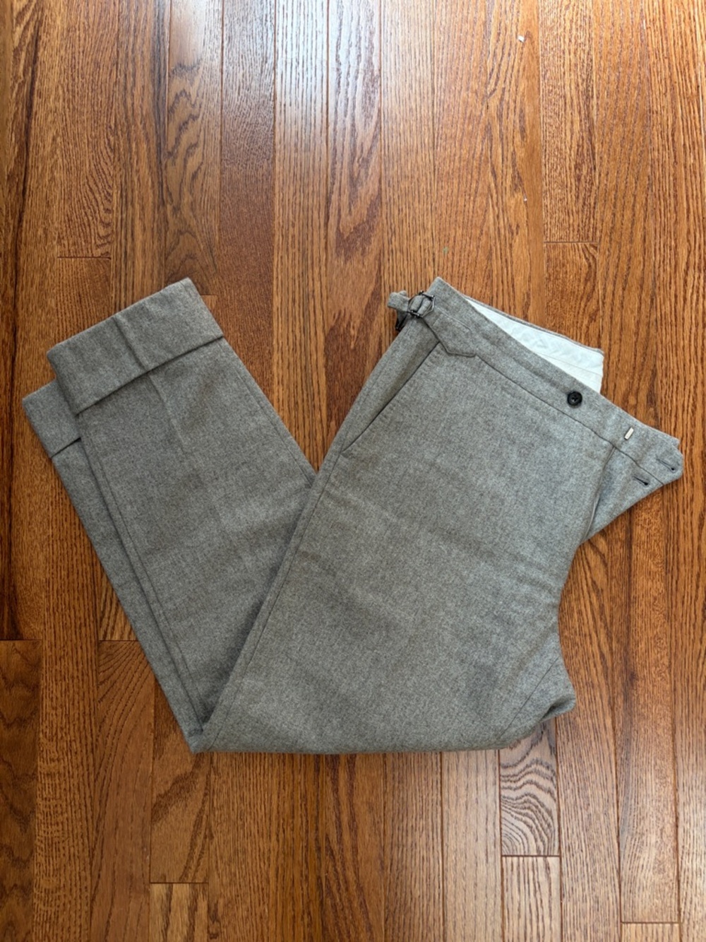 Suitsupply Beige Wool-Blend Dress Trousers